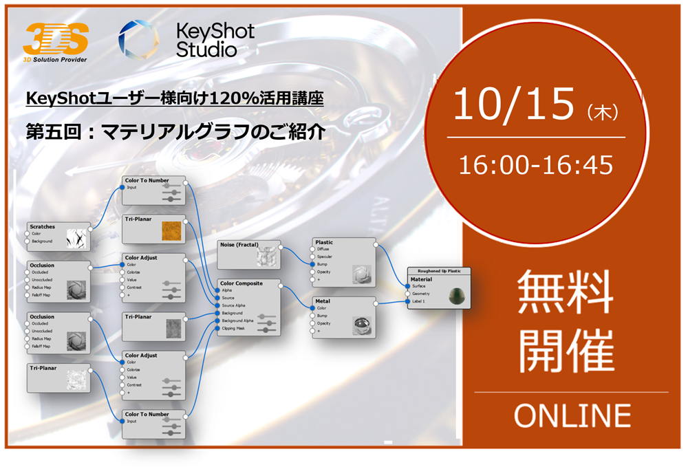 10/15（木） 16:00～16:45｜【KeyShotユーザー様向け120%活用講座】 ～第七回：アニメーション機能のご紹介